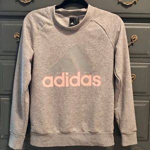 Adidas Pullover Gray with Coral Lettering, Size S